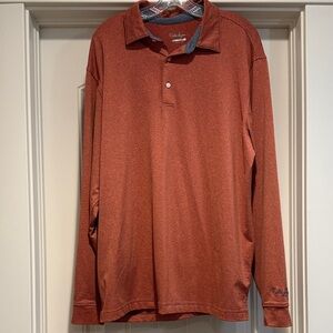 Walter Hagen Men's orange and gray Long Sleeve Polo Shirt